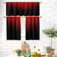 thumbnail image 2 of Red and Black Kitchen Curtain Valance and Tiers Set 3 Piece Burgundy Ombre Abstract Gothic Striped Rod Pocket Small Short Living Room Bedroom Bathroom Window Curtains 52x18 inch + 26x36 inch*2, 2 of 6