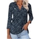 thumbnail image 1 of Camiseta de Solapa de Cuello en V de la Manga Superior de 3/4 de las Mujeres, Uso Diario Cómodo Casual, 1 of 9