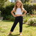 thumbnail image 5 of Vornjynx Girls Cotton Pants High Waist Lightweight Straight Fit Summer Casual Comfort Pants Black Size 8, 5 of 10
