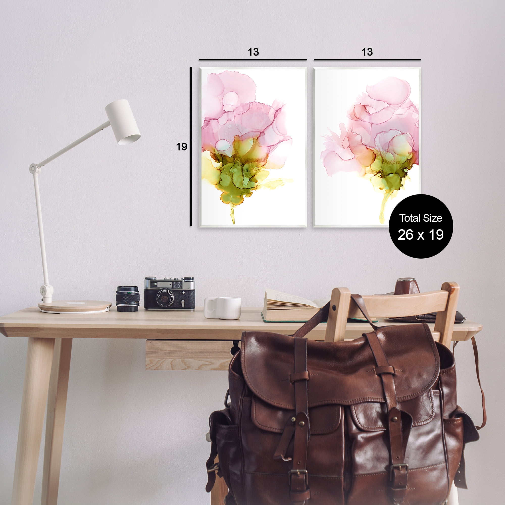 Stupell Industries Blooming Pink Ink Blossom Abstract Painting Unframed Art Print Wall Art, 13 x 19, Set of 2