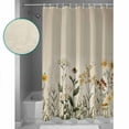 thumbnail image 3 of Shower Curtain, Watercolor Flower Leaves on Vintage Waterproof Shower Curtain Set with Hooks for Bathroom Showers,Stalls and Bathtubs,72x84In Summer Floral, 3 of 9