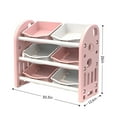 thumbnail image 7 of Lisonu 3-Tier Toy Storage Organizer with 6 Removable Bins, Multi-Purpose Playroom Storage Cabinet with Safety Rounded Corners, HDPE Plastic Shelf Unit, Pink, 7 of 7