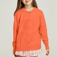 thumbnail image 2 of SUXIAN Girls Coat Knit Cardigan Sweater Soft Lightweight Outerwear Casual Round Neck for Toddler Kids Orange 2-3 Years, 2 of 5