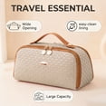 thumbnail image 3 of Makeup Bag for Women Cosmetic Bags Large Capacity Travel Toiletry Bag Make up Organizer Open Flat Portable Pouch with Handle, Khaki, 3 of 5