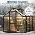 thumbnail image 6 of Greenhouse for Outdoors, 6ft x 6ft Polycarbonate Greenhouse with Lockable Hinged Door and Roof Vent, Aluminum Large Walk-in Greenhouse for Outside Garden Backyard, Black, 6 of 8