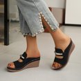thumbnail image 7 of CYMMPU Women's Metal Accent Open Toe Wedge Slide Sandals, Slip On Platform Comfort Mules, Casual Outdoor Summer Beach Walking Footwear Black 38, 7 of 7