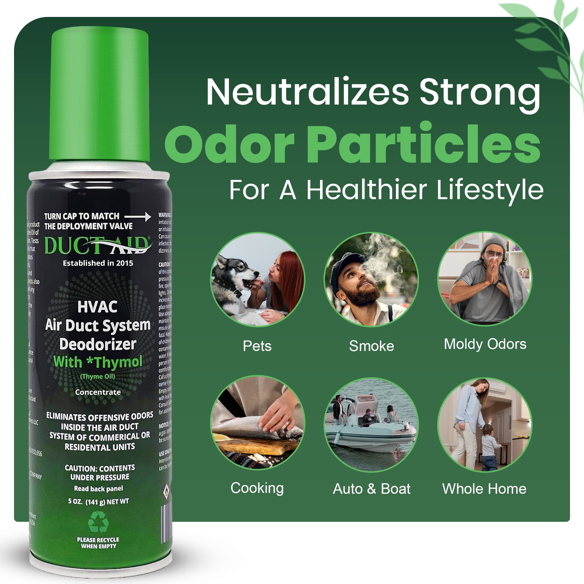 Duct Aid HVAC Air Freshner Deoderizer Mold Treatment Fogger Odor Remover Treatment for Car and Home with Thymol Concentrate -Thyme