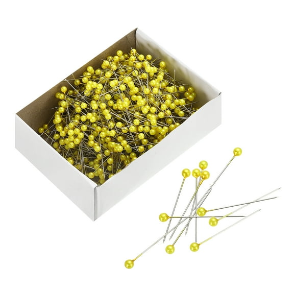 Sewing Pins 800 Pack Round Pearl Head Dressmaking Corsage Pins Straight Pins, Yellow
