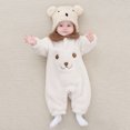 thumbnail image 5 of FAOWME Big Kids Girls Boys Romper Fuzzy Long Sleeve Turndown Collar Cartoon Prints Comfortable Warm Bodysuits Jumpsuits For Daily Wear White 6-9 Months, 5 of 7