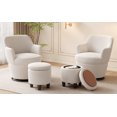 thumbnail image 7 of NEW 360°Swivel Accent Chair with Ottoman, Lounge Sofa with Nail Trim, Living Room Chairs, Bedroom Chair, Vanity Chair, Nursery Glider, Swivel Barrel Chair-Beige/White Accent Chair, 7 of 7