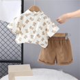 thumbnail image 4 of Odeerbi 0-6 Años Niños Niñas Conjuntos de Verano Camisetas de Manga Corta de Algodón Pantalones Cortos Conjunto Camisa Abotonada Cintura Elástica Traje Corto, 4 of 8