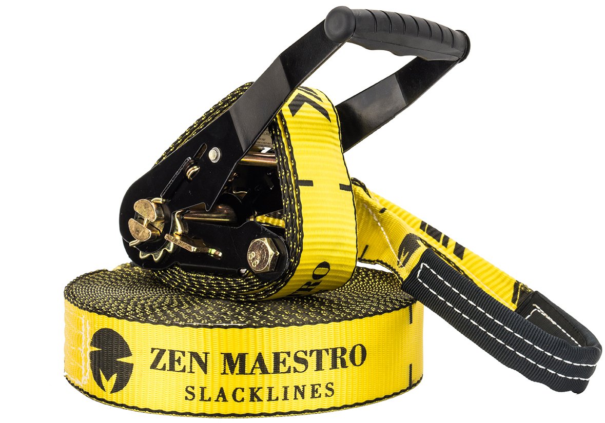 Zen Maestro Slackline kit Complete with Tree & Ratchet Protectors, Training line, arm Trainer, Carry Bag, Slack line Booklet- Outdoor Fun for Kids & Adults. 65 ft & Easy to Set up - image 5 of 8