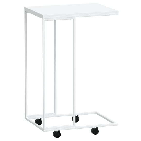 Mesa auxiliar VidaXL blanco/marrón estilo industrial en forma de C