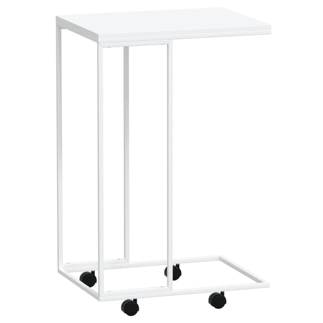 Mesa auxiliar VidaXL blanco/marrón estilo industrial en forma de C