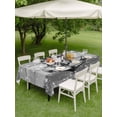 thumbnail image 4 of Outdoor Tablecloth with Umbrella Hole for Patio/Picnic/Party/Camping, Nautical Anchor Waterproof Table Cloth Rectangle Table Cover Washable, Rudder Stars Retro Black Grey Wooden Grain (60"x 84"), 4 of 8