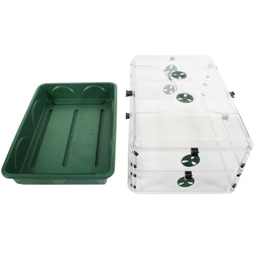 95457 24" x 15" x 16.75" Domed Propagator, Green, 3 Side Extenders and Locking Clip Set