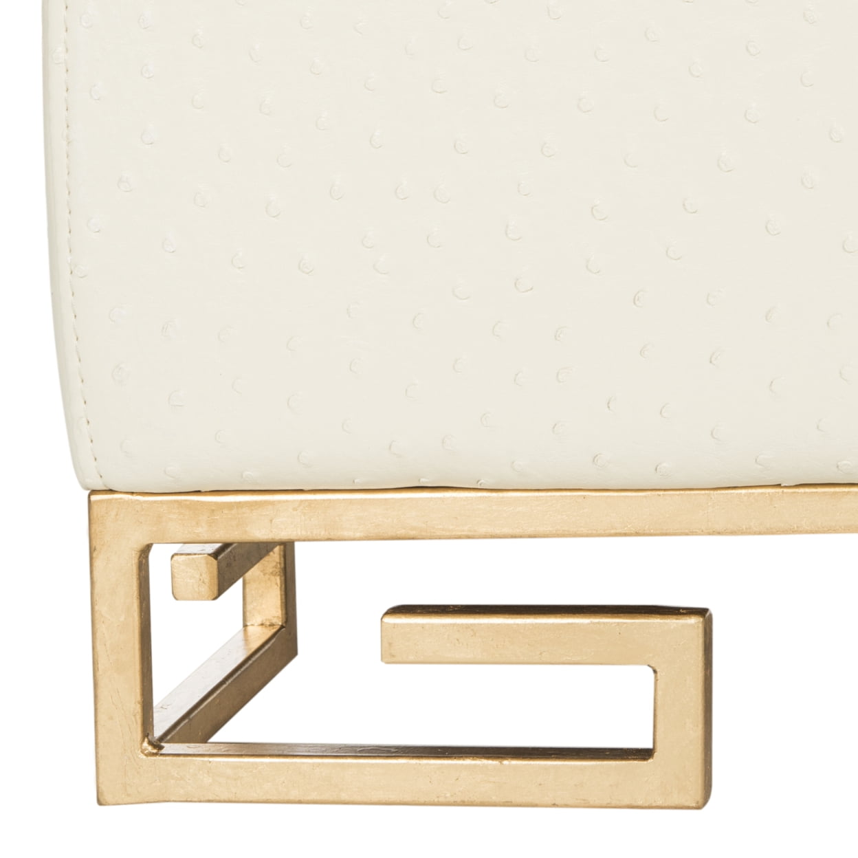 SAFAVIEH Julian Faux Ostrich Tray Ottoman/Coffee Table, Creme/Gold