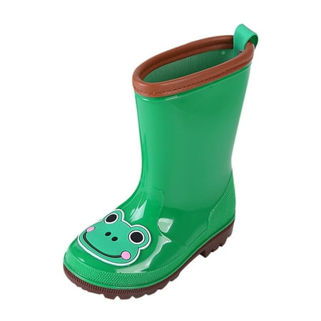 

Toddler Kids Boys Girls Cartoon Rubber Waterproof Rain Shoes Rain Boots Green
