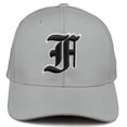 thumbnail image 2 of Daxton Premium Mid Profile Hat Semi Curved Visor Light Grey Cap White Black Gothic Embroidered, Letter F, 2 of 4