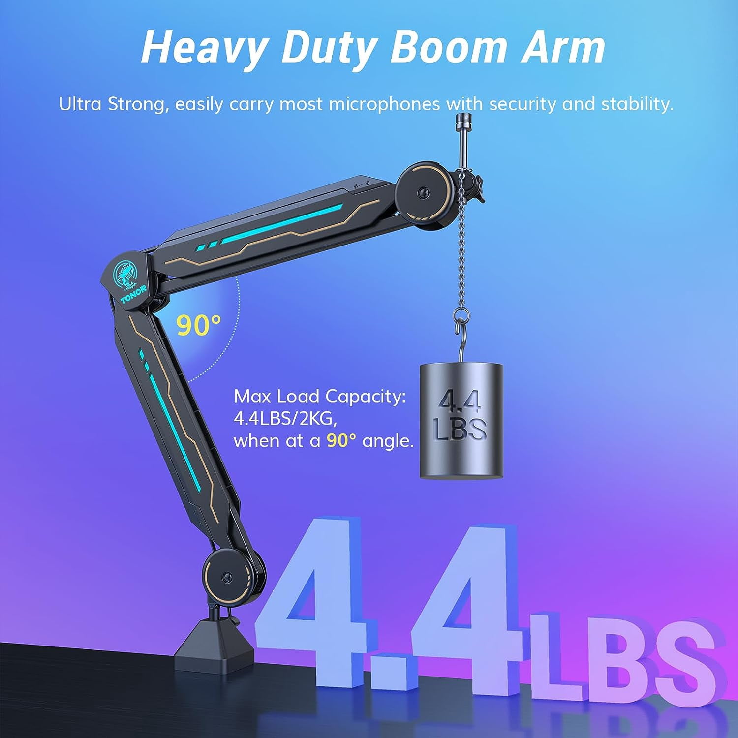 RGB  Arm Mic Stand with 11 Light Modes, Adjustable Scissor Stands for Gaming Streaming Podcasting