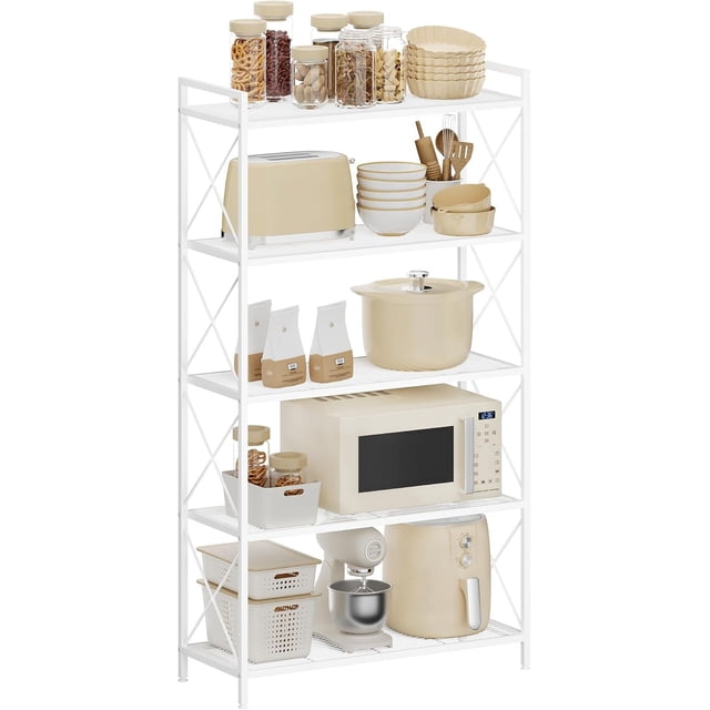 - Metal Storage Rack Shelving Unit with X Side Frames Dense Mesh . es for Entryway Kitchen Living Room Bathroom Industrial Style Ink UBSCB