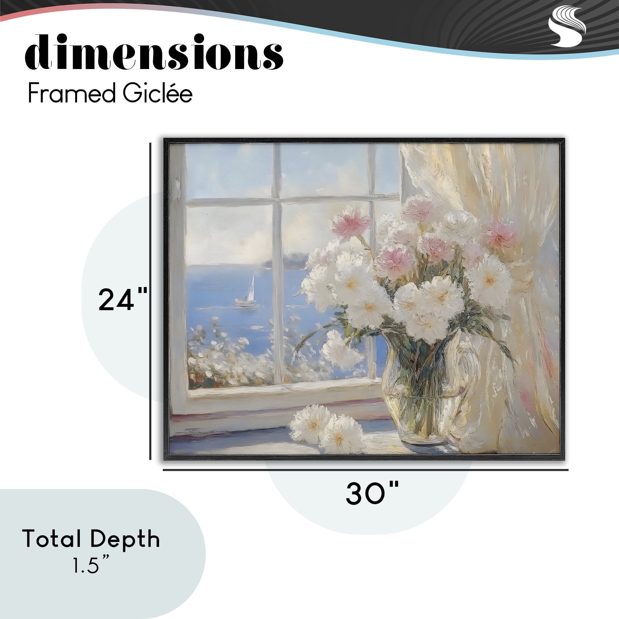 Stupell Industries Coastal View Floral Window Bouquet Black Framed Giclee Art, design by LSR Design Studio
