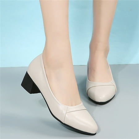 

Christmas Fashion Summer And Autumn Women Pumps Shoes Pointed Toe Solid Color Simple Style Medium Heel Thick Heel Casual