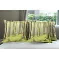 thumbnail image 6 of Ambesonne Forest Throw Pillow Cover 4 Pack, Misty Spring Nature, 16", Green Beige, 6 of 7