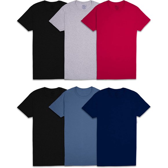 Fruit Of The Loom Mens Short Sleeve Crew T-Shirt 6 Pack, L, Assorted