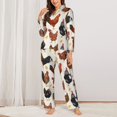 thumbnail image 3 of Bingfone Womens Pajama Sets Roosters And Chickens Print,Long Sleeve Loungewear Pajamas Set-Small, 3 of 9