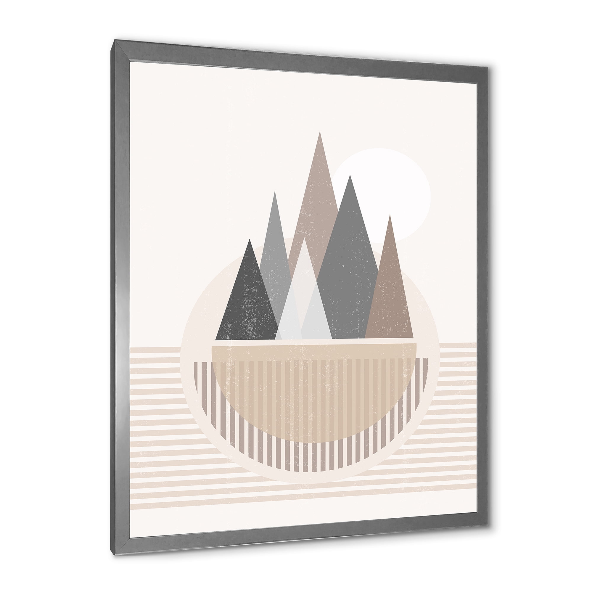 Designart 'Abstract Moon and Sun In Mountains III' Modern Framed Art Print