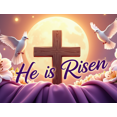 thumbnail image 4 of Easter Religious Backdrop Sunrise Cross Scene He Is Risen Outdoor Church Decoration Banner Worship Supplies Event Display Background, 4 of 4