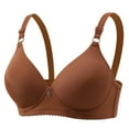 thumbnail image 2 of LOVZFMLL Plus Bras for Women Solid Color Comfort Soft Breathable No Underwire Bra Push Up Full Coverage Bra Everyday Bralettes Coffee M, 2 of 6