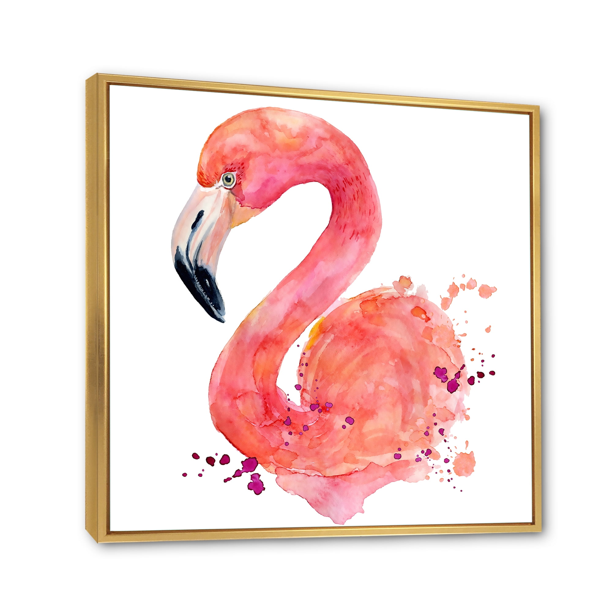 Designart 'Abstract Portrait of Pink Flamingo I' Farmhouse Framed Canvas Wall Art Print
