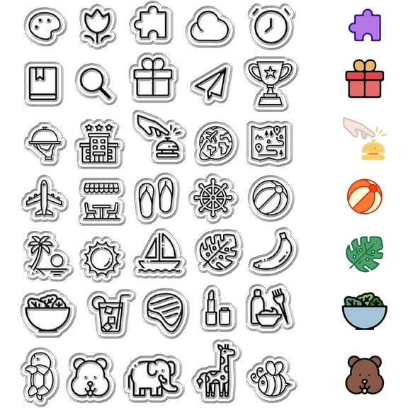 Vacation Elements Clear Rubber Stamps Beach Diary Theme Animal Small Reusable Postmark Transparent Silicone Stamp Seals for DIY Journaling Card Making Decor DIY Scrapbooking Supplies