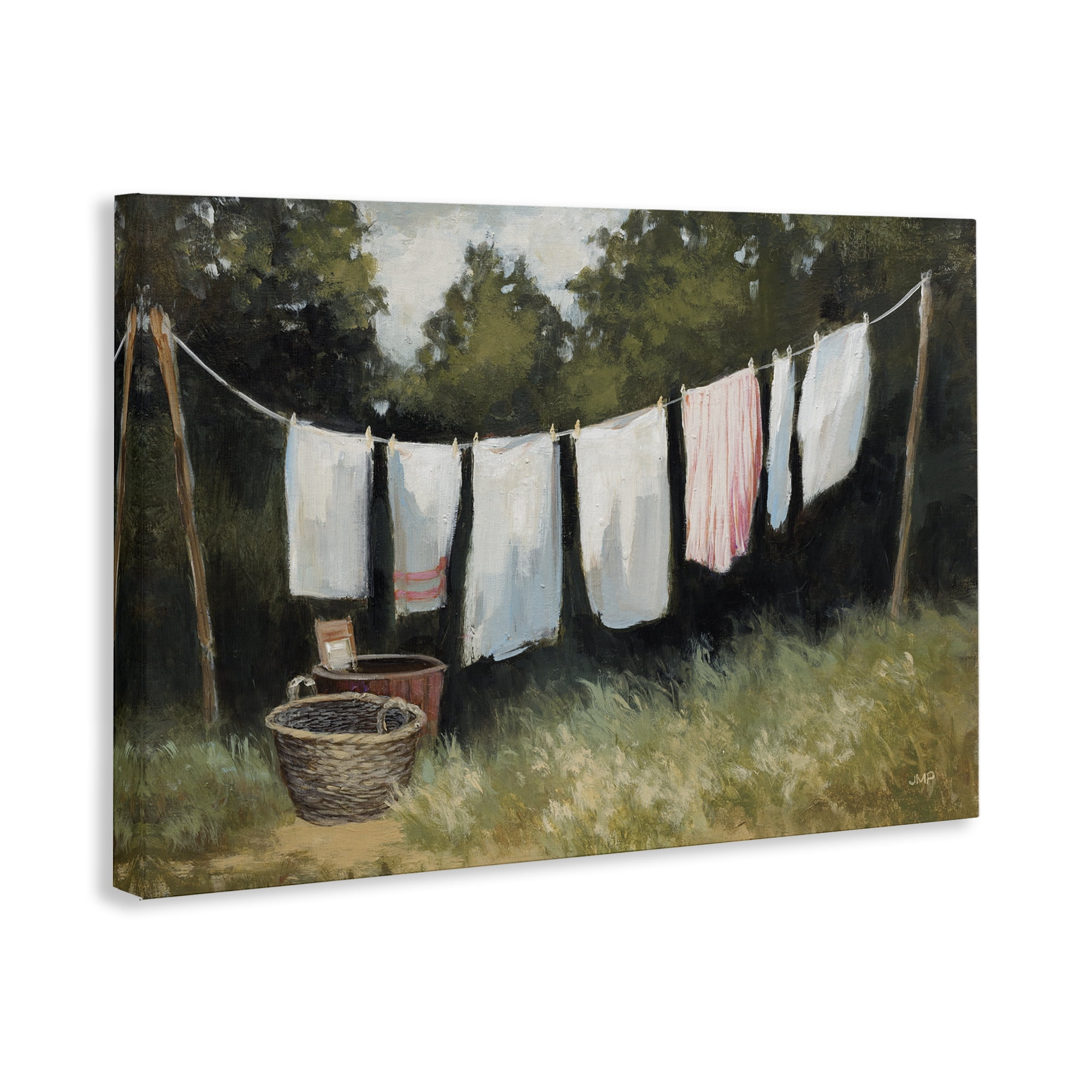Stupell Industries Laundry Out To Dry Bath & Laundry Painting Wrapped Canvas Art Print Wall Art, 24 x 16