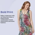 thumbnail image 4 of Animal and Feather Print Long Maxi Dress for Women, Lightweight Sleeveless Summer Sundress - Large, 4 of 8