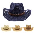 thumbnail image 5 of Aellinatey Braided Straw Hat Cowboy Hat Beach Panama Hat for Wedding Party Wear, 5 of 12