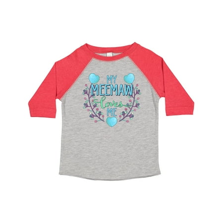 

Inktastic My Meemaw Loves Me with Flowers and Hearts Gift Toddler Boy or Toddler Girl T-Shirt