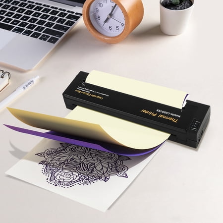 Black ABS Mini Thermal Transfer Printer 203DPI, Ink-Free A4 Pattern Printing Machine USB Connection