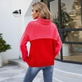 thumbnail image 4 of Sudadera de talla grande para mujer, sudadera de punto con bloques de color, informal, holgada, de manga larga, elegante, de invierno, con cuello alto, cálida, de línea gruesa, informal, de, 4 of 4