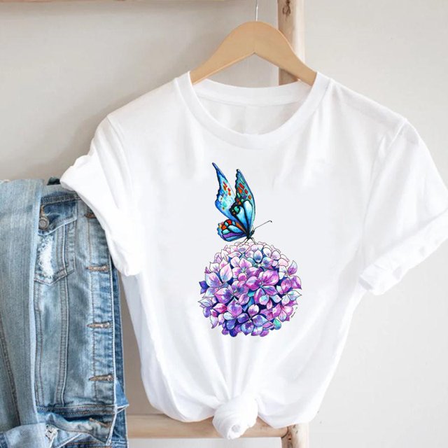 Camiseta con estampado Floral de flores de los 90 para mujer, ropa de calle de estilo de dibujos animados para mujer, camiseta estampada, camiseta gráfica para mujer Tan Jianjun unisex
