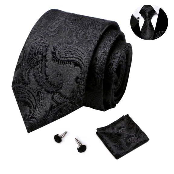 Men's 3-Piece Jacquard Tie Set – Silk Necktie, Pocket Square & Cufflinks for Formal & Business Occasions