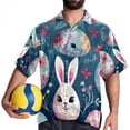 thumbnail image 4 of Easter Men's Poplin Casual Printed Button Down Short Sleeve Summer Beach Shirts Unisex, 4 of 6