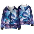 thumbnail image 4 of Uorisanigo Zip-Up Hooded Sweatshirt Hoodie for Boys and Girls Long Sleeve Cherry Blossom Snake Shirts Pullover Tops School Party Vacation Fall Winter Clothes, 4 of 7