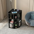 thumbnail image 4 of ALISENED 3-Tier Corner Cabinet Storage with USB Ports and Outlets,Corner Cube Storage Organizer for Small Spaces,Wooden Cubby Bookshelf with 9 Cubes for Playroom, Bedroom and Living Room (Black), 4 of 6