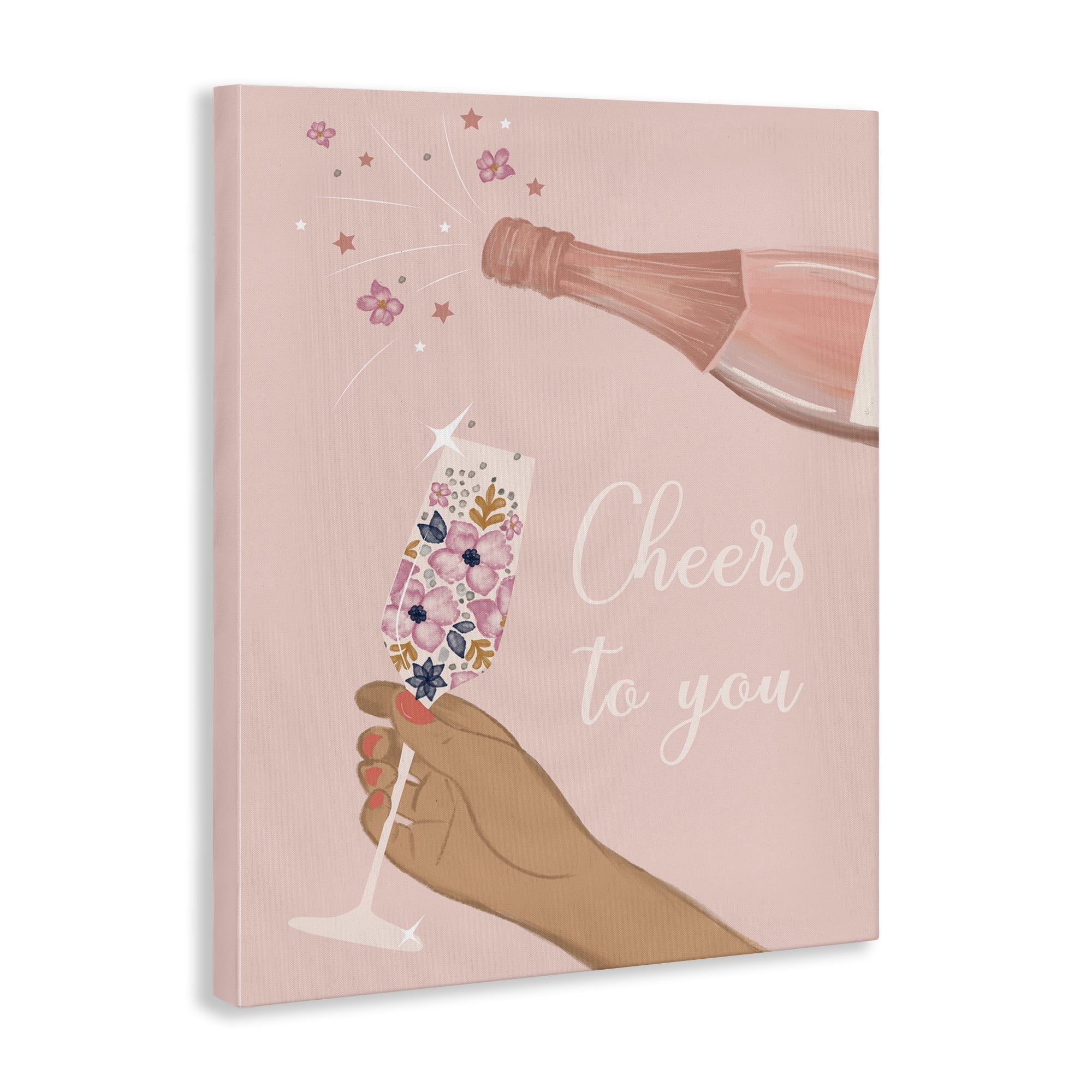 Stupell Industries Cheers To You Champagne Food & Beverage Painting Gallery Wrapped Canvas Art Print Wall Art, 36 x 48