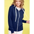 thumbnail image 2 of Made by Johnny Women's Active Fleece Zip Up Hoodie Sweater Jacket L NAVY, 2 of 6