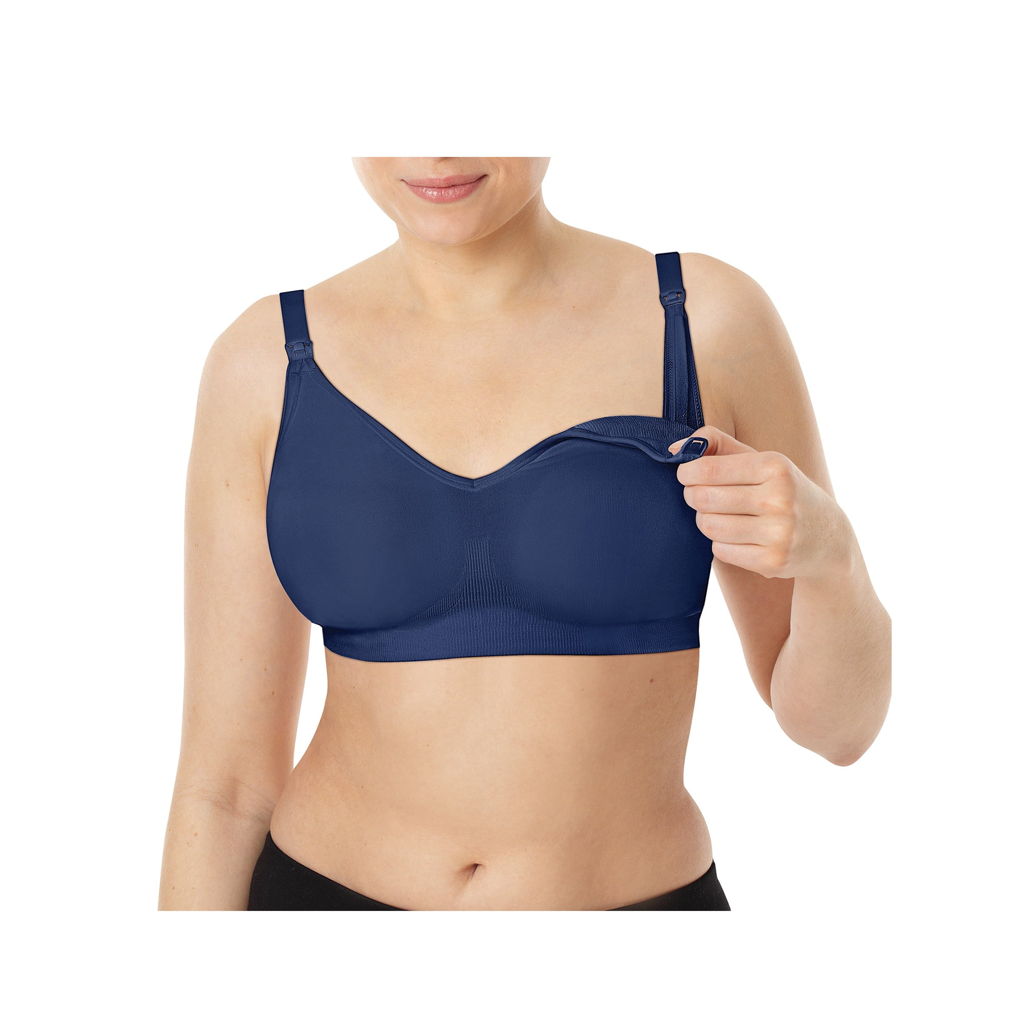 playtex women's maternity nursing seamless wirefree full coverage bra #4956, in the navy, large