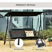 Outsunny Outdoor Patio Swing Chair with Adjustable Canopy, Black